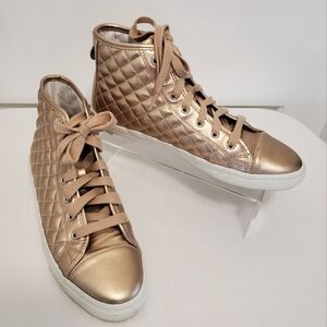 EC Geox Respira Rosegold Genuine Leather Sneaker shoes Sz. 9 Chic Comfy Stylish